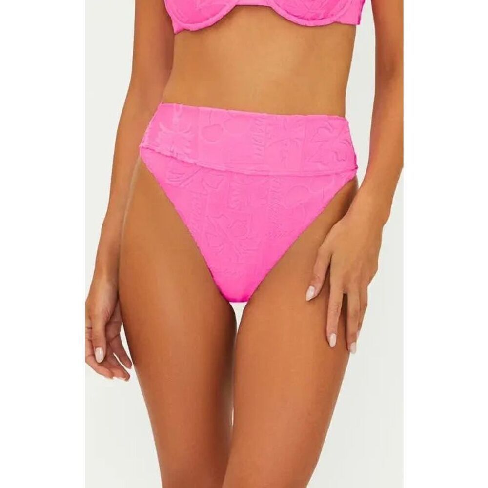NEW BEACH RIOT 'Highway' Terry Bikini Bottoms Size Small Strawberry  $98
